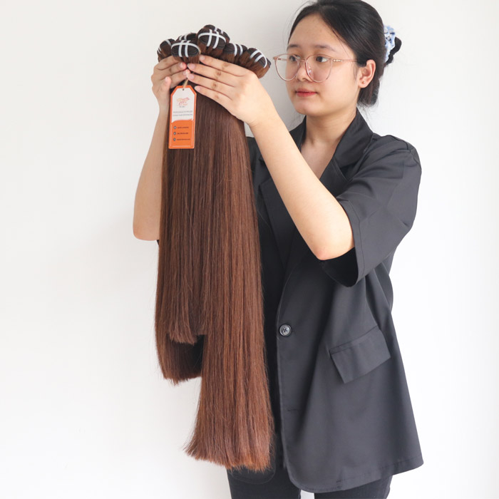 Weft-Straight-Human-Hair-Extensions-#4C-Color-Vietnamese-Best-Quality
